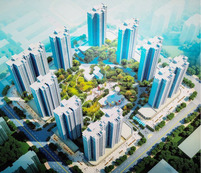 洛陽(yáng)建德華府（天然真石漆大型工程正在施工中）